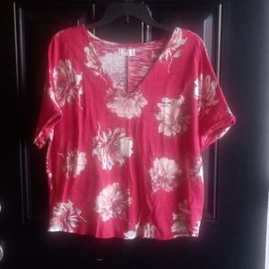 Dark Red V-shaped collar shirt